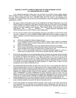 Fillable Online Equine Activity Liability Release Fax Email Print ...