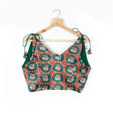 Patolaa Printed Satin Spaghetti Tie Up Blouse – Fabcurate