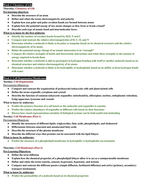 Chemistry of Life objectives and Cell Organization - Studocu