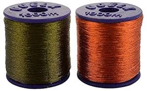 Zari Threads Orange and Olive Green,for Beading-Jewellery Making ...