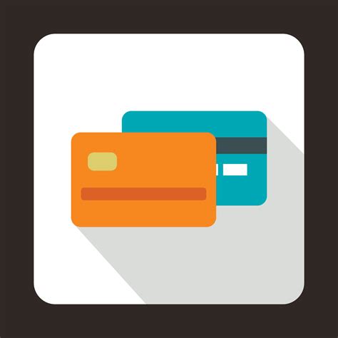 Orange and blue credit card icon, flat style 14411462 Vector Art at ...