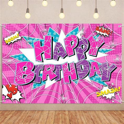 Dekoracja na przyjęcie urodzinowe Różowy Pająk Szczęśliwe Tło ...