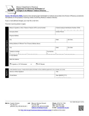 5298 Registration For Electronic Notification Of Changes In The ...
