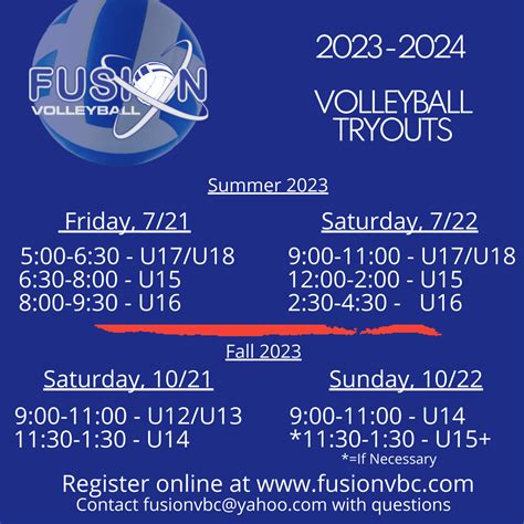 2023/2024 Tryouts - Fusion Volleyball Club