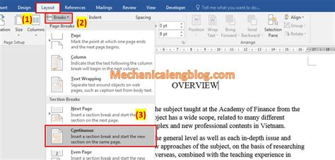Image result for How to Create a Section Break in Word