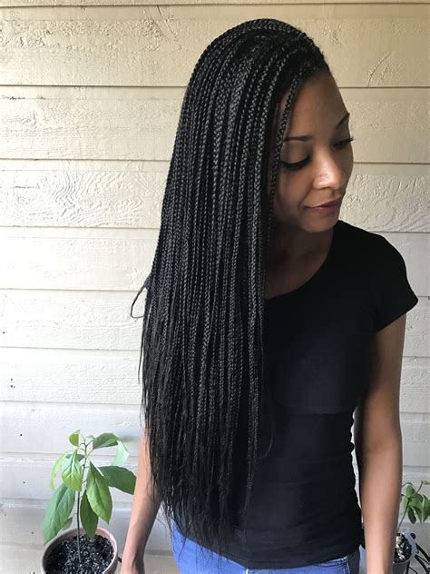 Small waist length box braids. Follow on IG: @braidsbyqueenc Located in ...