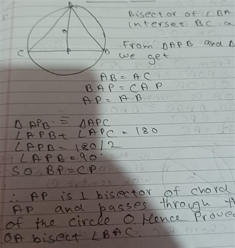 AB and AC are equal chords of a circle with centre O. Prove that OA ...