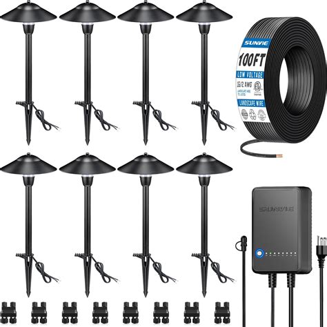 SUNVIE All-in-One LED Pathway Lighting Kit, 8-Pack Low Voltage ...