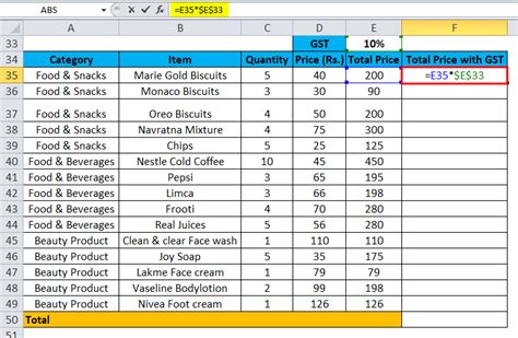 Image result for Absolute Reference Excel Example