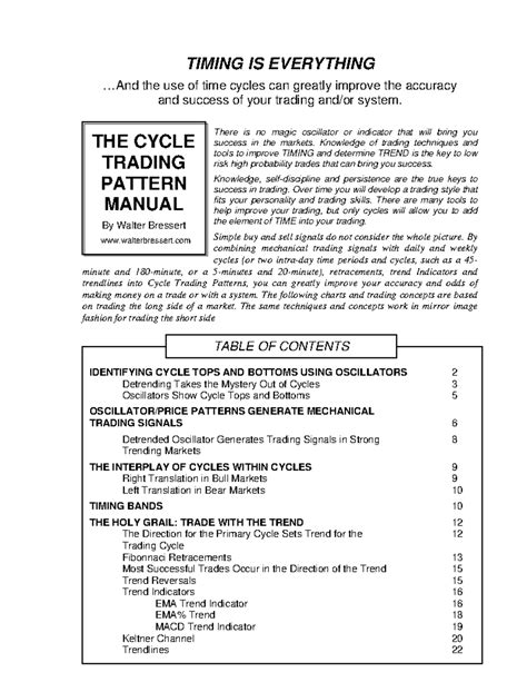 THE Cycle Trading Pattern Manual - TIMING IS EVERYTHING .. the use of ...