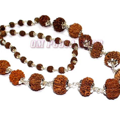 Siddha Mala 1-14 Mukhi Nepal Rudraksha Kantha Mala in Pure Silver