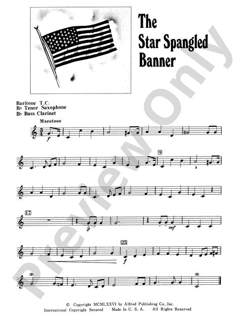 Image result for Baritone Star Spangled Banner Notes