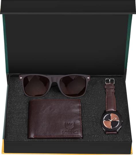 LORENZ Combo of Men's Brown Wallet and White Dial Analog Watch : Amazon ...