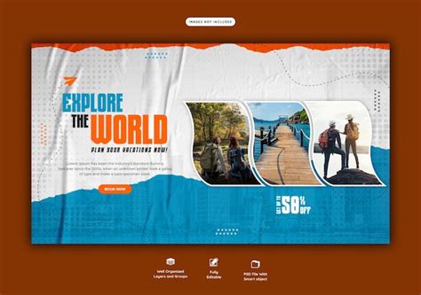 Travel and tourism web banner template | Free PSD