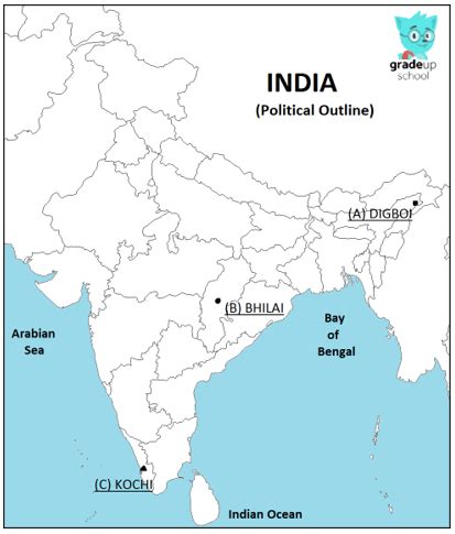 On the given political outline map, of India, locate and label the ...