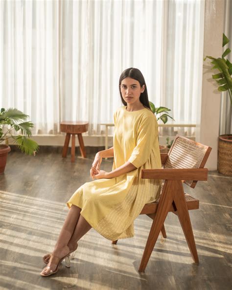Yellow Side Gather Dress – Story Of India