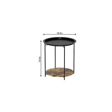 Buy Fashionoda Round Side Table,2-Tier Foldable Metal End Table with ...