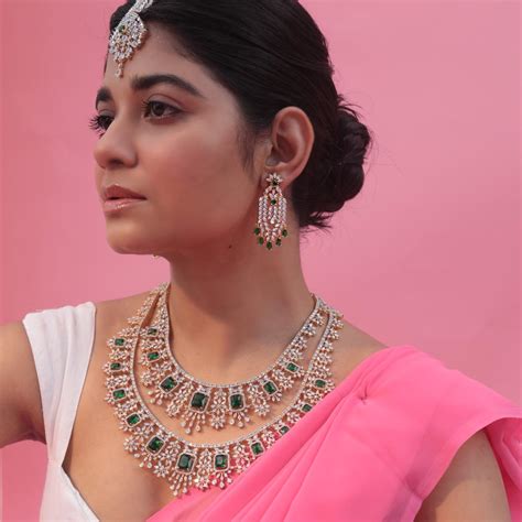 Diamond & Emerald Cascading Necklace - An Enchanted Forest Elegance ...