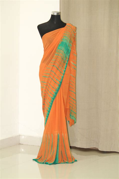 Shibori tie and dye pure georgette saree – Akrithi