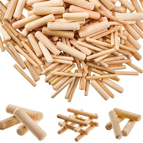 Buy 300 Pieces Fluted Wood Dowel Pins Wooden Dowel Pins Wood Kiln Dried ...