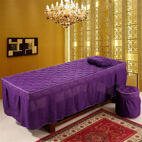 A水晶绒美容床罩四件套美容院按摩床床罩加厚蕾丝花边四件套-阿里巴巴