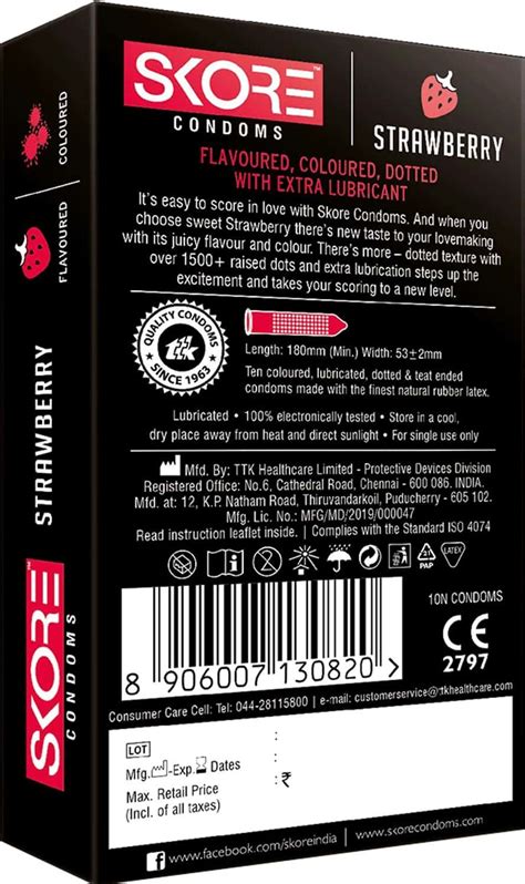 Buy SKORE DOTTED FLAVOUR CONDOMS (STRAWBERRY) 10N (PACK OF 4) Online ...