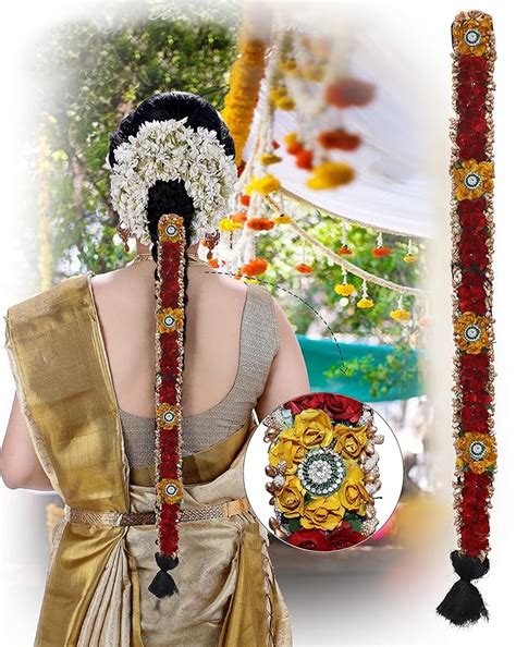 VAGHBHATT Bharatanatyam Savaram & Kunjalam Kemp Ready Jada Set Hair ...