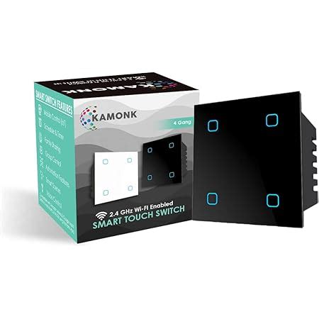 HomeMate® Wi-Fi Smart 4 Gang Touch Switch (Black, Pack of 1) | No Hub ...