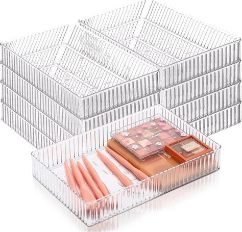 Amazon.com: Teenyyou 8 Pcs Clear Drawer Organizers Bins 9.9"x 6.3"x 1.8 ...
