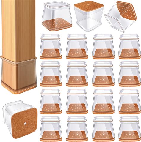BAIPOK 36pcs Square Chair Leg Floor Protectors, Silicone Floor ...