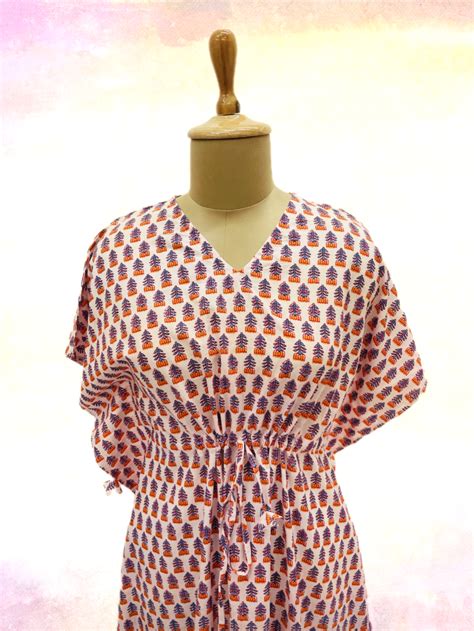 Light Pink & Orange Floral Print Kaftan – TradeUNO Fabrics