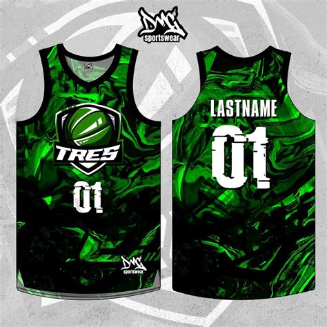 TRES Black Green Customizable Basketball Team Jersey Full Sublimation ...