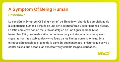 Significado de la canción A SYMPTOM OF BEING HUMAN (Shinedown) - LETRAS.COM