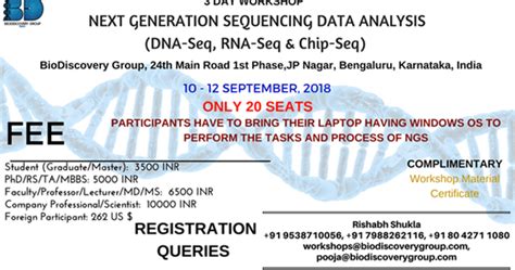 Bengaluru, India | 3 Day workshop in NGS Data Analysis (DNA-Seq, RNA ...