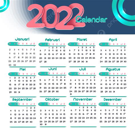 2022 年新年日曆, 透明的, 2022年, 覆歷素材圖案，PSD和PNG圖片免費下載