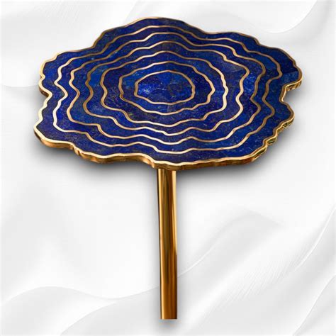 Organic Textured Brass Side Table with Lapis Lazuli – Luxury Handicrafts