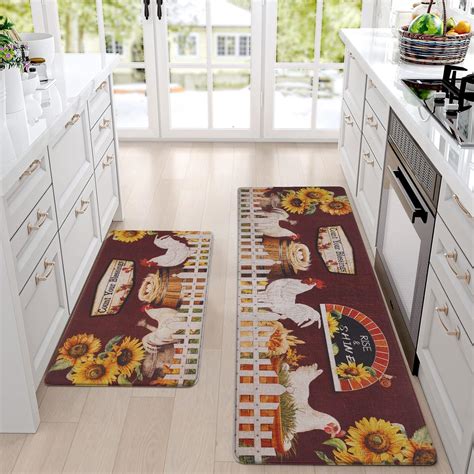 Amazon.com: ASPMIZ Farmhouse Kitchen Mats Sets 2 Piece, Rooster Kitchen ...