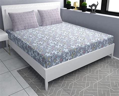 Buy GRAVIA Super King Size BedCover Elastic Fitted Bedsheet with 2 ...