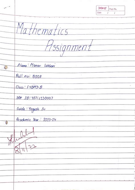 Maths assignments ica - Math - :>OH~ j Page f~o. Dnlu / / : ft onav Lok ...