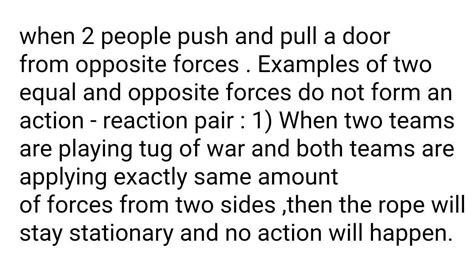 give an example where two equal and opposite forces do not form an ...