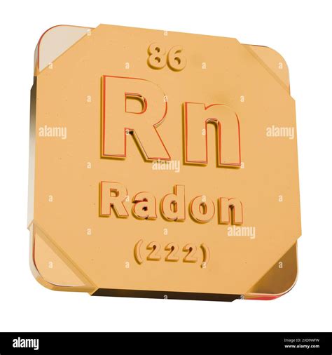3D Golden Icon - Radon (Rn) Element from Periodic Table Stock Photo - Alamy