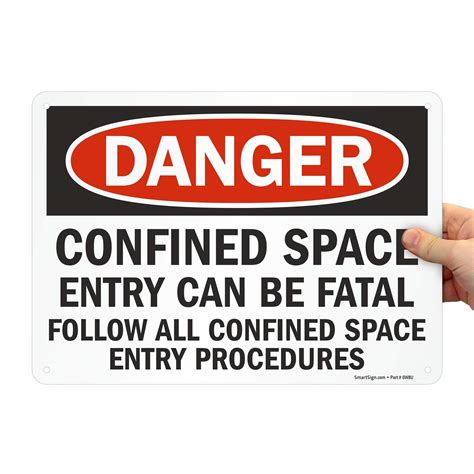 SmartSign Plastic OSHA Safety Sign, Legend"Danger: Confined Space Entry ...
