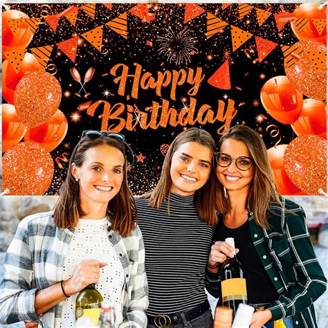 RUMIA Orange Birthday Banner Decorations - Large Backdrop India | Ubuy