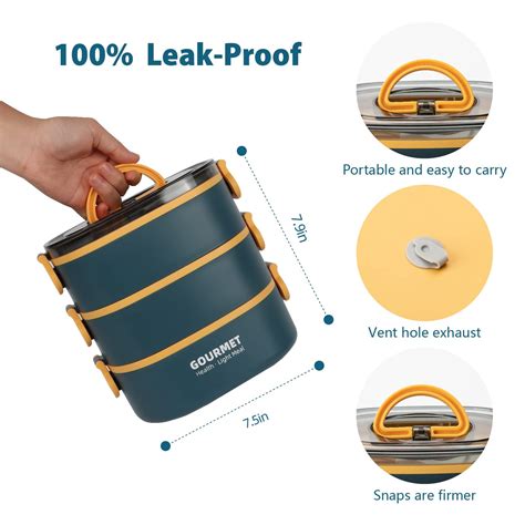 Buy 3-Tier Stacking Bento Box Adult Kids Lunch Box Stackable Containers ...