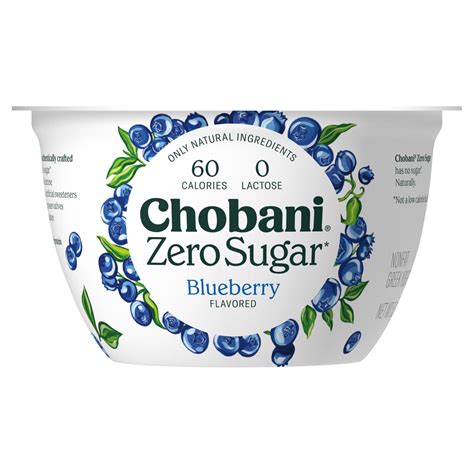 Chobani Zero Sugar Blueberry Flavored Nonfat Greek Yogurt, 5.3 oz ...