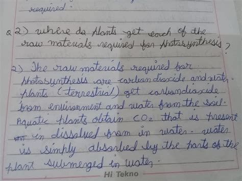 Where do plants get each of raw materials required for photosynthesis ...