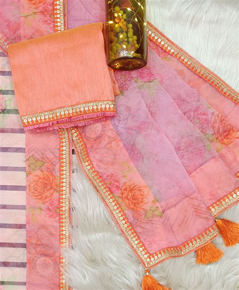 Printed Rose Pink Organza Saree || Peepal Clothing