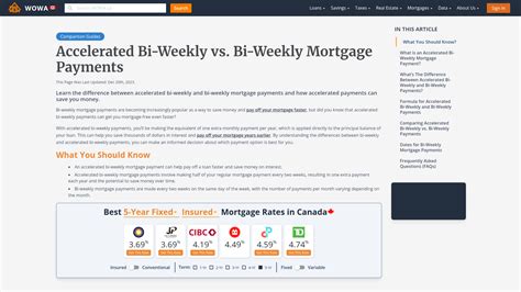 Accelerated Bi-Weekly vs Bi-Weekly Mortgage Payments | WOWA.ca
