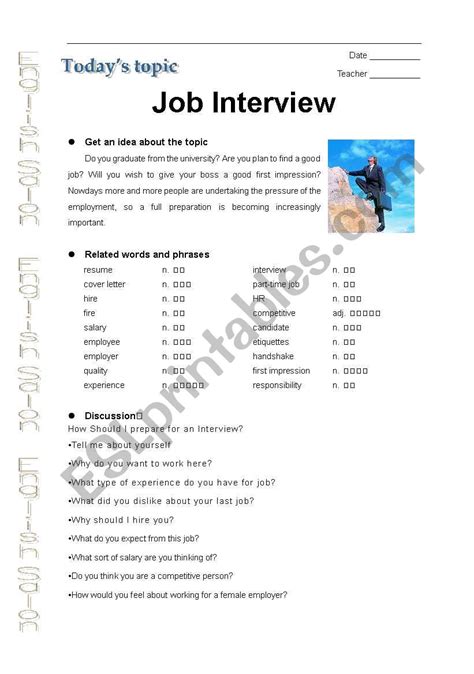 Interview Vocab Worksheet 的图像结果