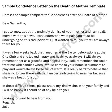 Letter Of Condolence Format